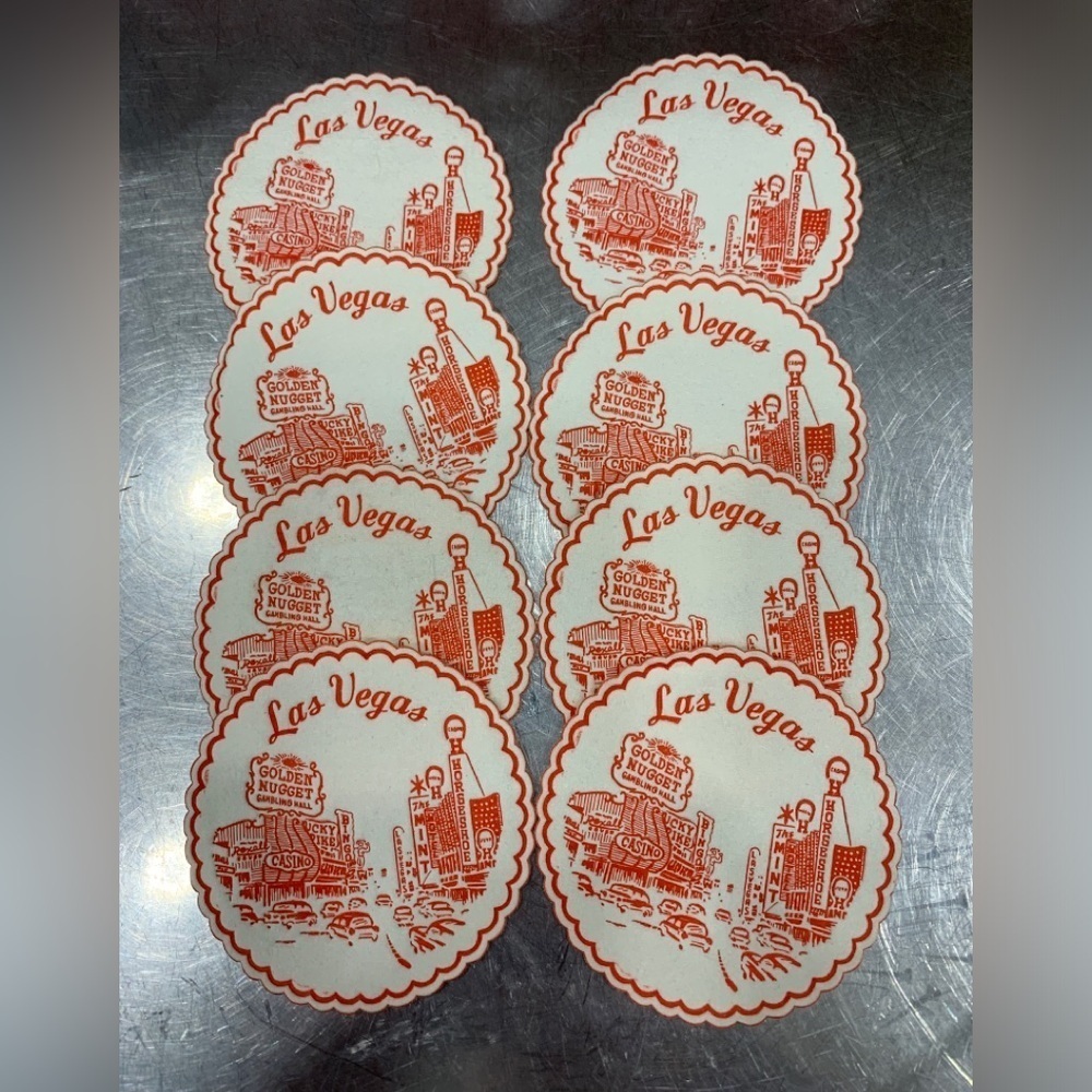 8 Vtg Golden Nugget Horseshoe Mint Gambling Casino Las Vegas Paper Drink Coaster